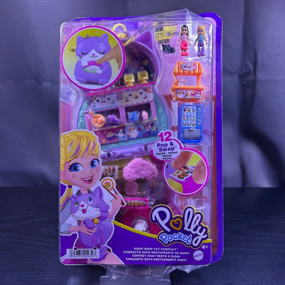 NIB Polly Pocket Sushi Shop Cat Compact Playset Pop & Swap HCG21 Mattel 2021